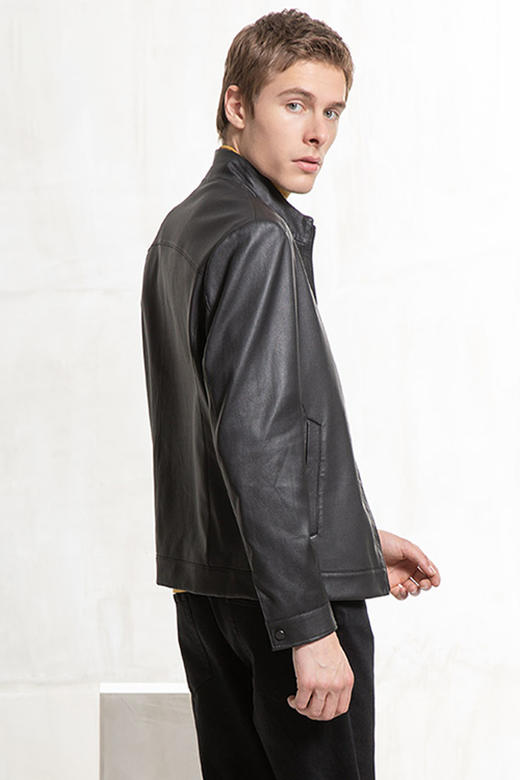 callisto黑色羊皮革皮夹克 FQFLT022C 商品图3