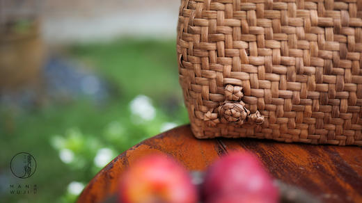 贴玫瑰鼓型葡萄藤编包 商品图4