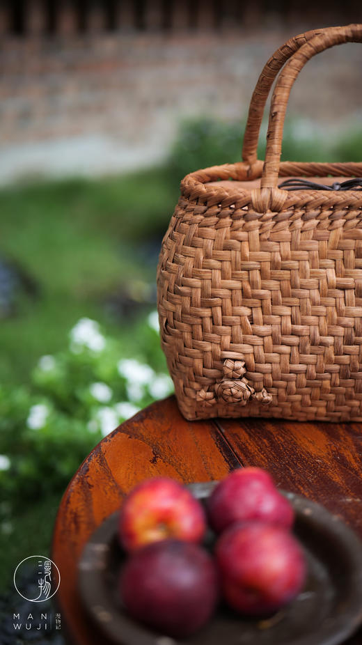 贴玫瑰鼓型葡萄藤编包 商品图3