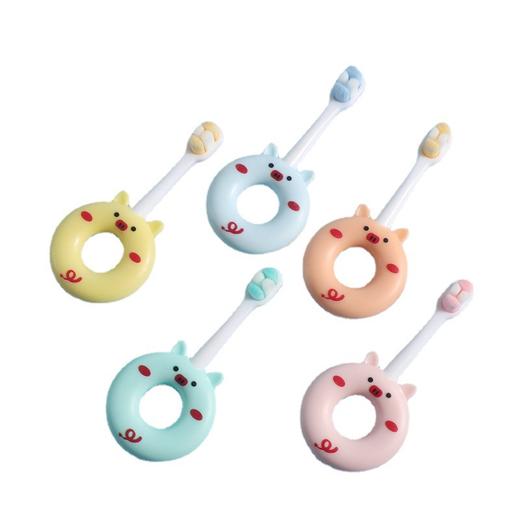 【母婴用品】新款 网红卡通甜甜圈猪鼻图案软毛0-10岁婴幼儿牙刷 儿童软毛牙刷 商品图3