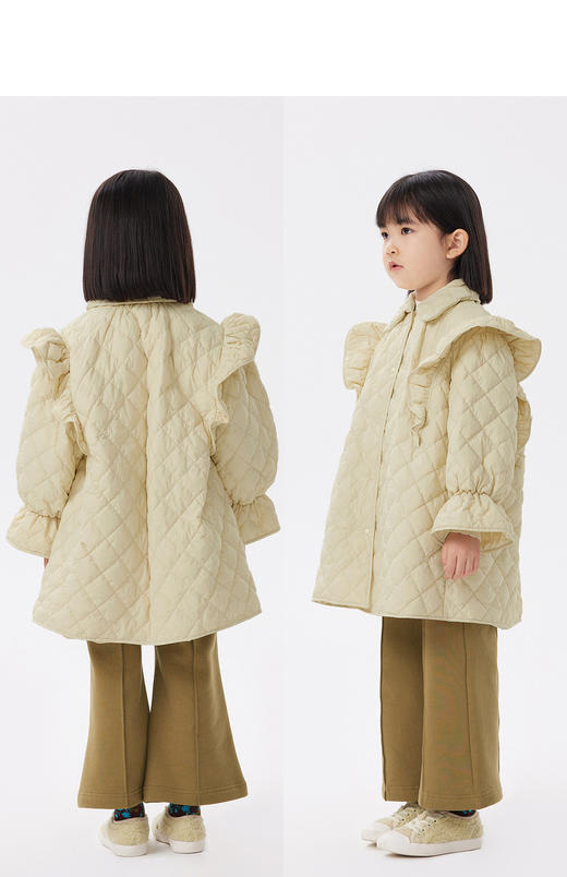 JNBY   22年秋款  复古花苞袖中长款羽绒服  1M9C11900 商品图7