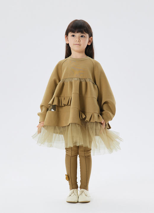 JNBY   22年秋款  经典网纱拼接圆领长袖连衣裙  1M9G10780 商品图5