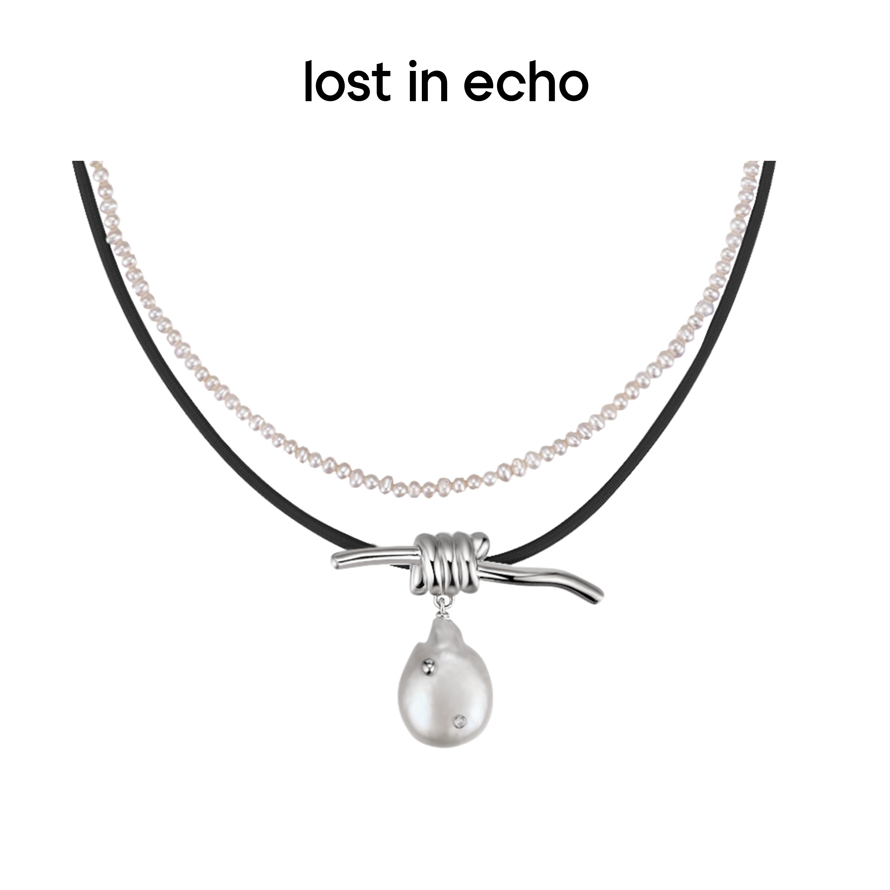 lost in echo 原创设计师品牌 小众设计感弹力捆绳结双层珍珠项链