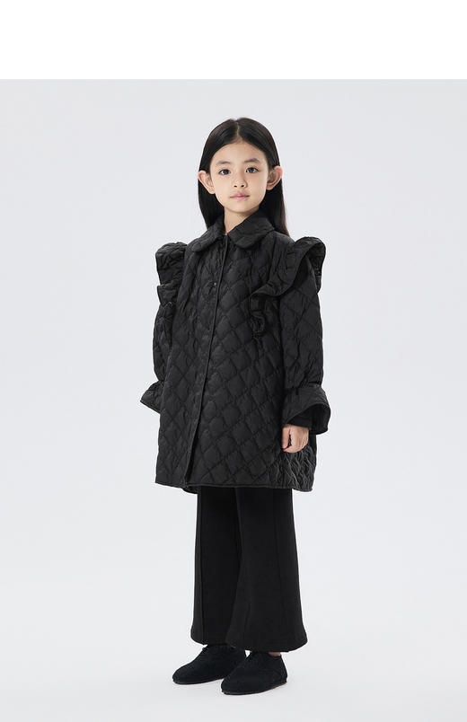 JNBY   22年秋款  复古花苞袖中长款羽绒服  1M9C11900 商品图4