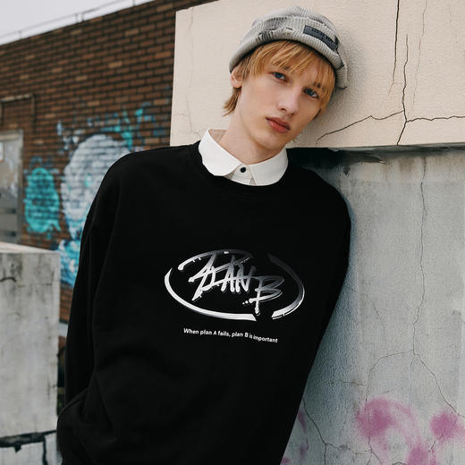 gxg jeans男装春季卫衣男潮流字母印花宽松休闲圆领上衣 商品图2