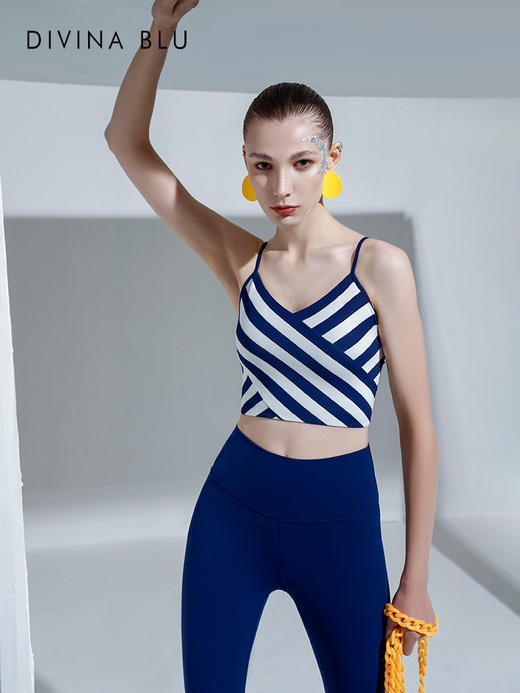 DIVINA BLU多伦多海洋条纹瑜伽内衣 女士美背运动文胸 舒适休闲背心 商品图1