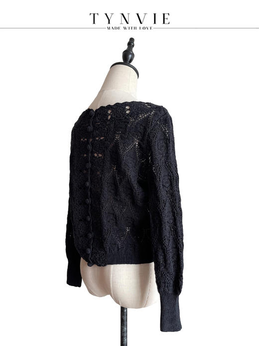 TYNVIE 大圆领两面穿长袖针织上衣-黑色 商品图2