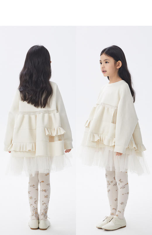 JNBY   22年秋款  经典网纱拼接圆领长袖连衣裙  1M9G10780 商品图9