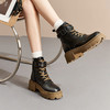 西遇厚底马丁靴女2022年秋冬季新款时尚百搭小个子粗跟帅气短筒靴D2023758 商品缩略图2
