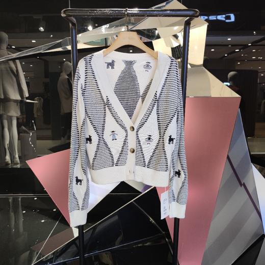 黑白棱格针织开衫外套 商品图0