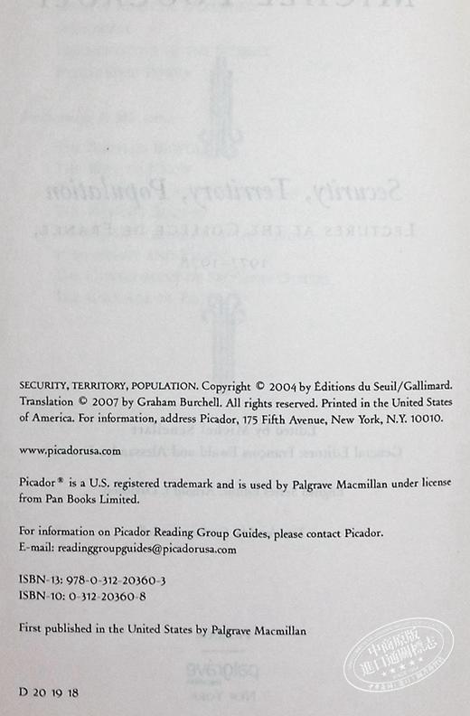 【中商原版】安全 领土与人口 法兰西学院演讲系列6 英文原版 Security Territory Population Lectures Michel Foucault 商品图4