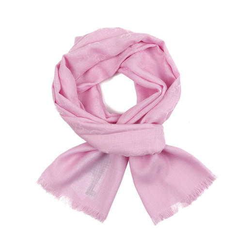 8027400231 古驰GUCCI 双G印花流苏边羊毛女款围巾保暖防寒御冷围脖披肩 商品图1