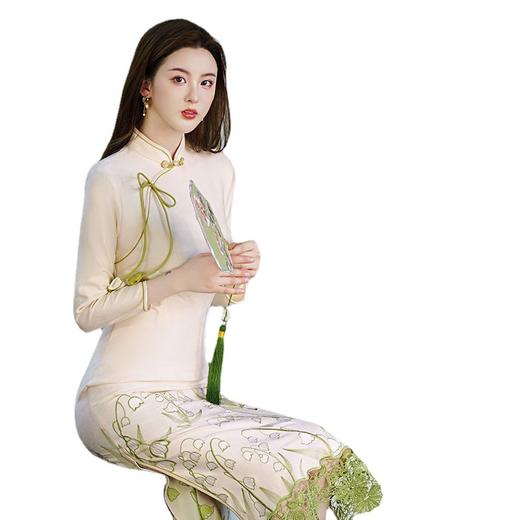 新款麂皮绒旗袍手工盘扣民国设计感小众轻奢改良裙JT82810 商品图4