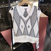 黑白棱格针织背心 商品缩略图0