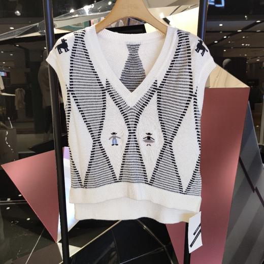 黑白棱格针织背心 商品图0