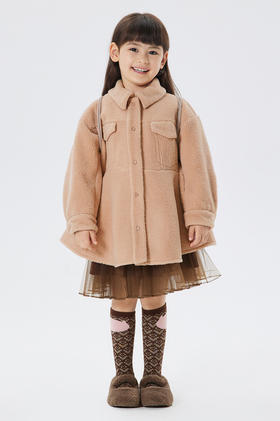 JNBY  22年秋款  宽松翻领仿皮草外套 1M9A11800