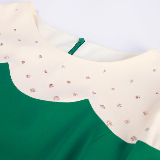 MC805斯尔丽瑟俪商场同款2022年秋上新时尚通勤撞色拼接圆领礼服连衣裙 商品图2