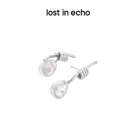 lost in echo 设计感轻奢小众捆绳结不对称珍珠耳坠925银针 商品图3