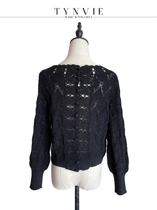 TYNVIE 大圆领两面穿长袖针织上衣-黑色 商品图3