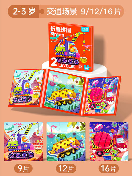 【6本全套 由易到难进阶】儿童三合一磁力进阶拼图牛奶白卡材质安全放心幼儿园礼物早 教玩具 商品图7