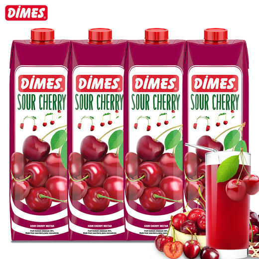 迪美汁（DIMES）樱桃汁饮料 进口果汁大瓶整箱餐饮聚会装1L*4瓶 商品图0