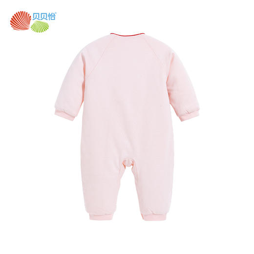 贝贝怡童装秋冬新生儿夹棉侧开连体衣女宝宝传统中国风满月可爱连体衣224L2011 商品图4