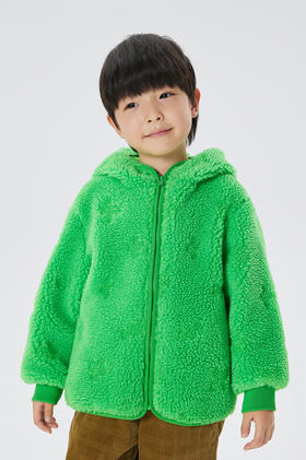 JNBY  22年秋款  提花连帽仿皮草外套  1M9A11810