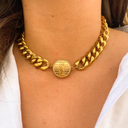 北京仓｜Gigi Paris-YSL-中古纽扣 粗链 项链（金色）［法国设计师］ 商品图7