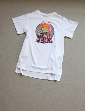 简单粗暴的 玩儿呗 哈！乖宝 大粪的 卡通女孩 短袖 裙Tee 中长款