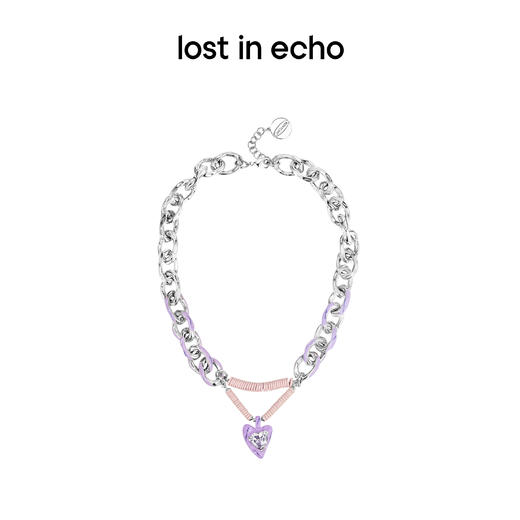 lost in echo 小众设计感色彩珐琅串珠拼接爱心项链锁骨链男女 商品图3