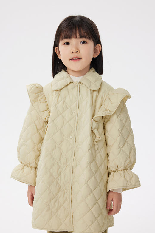 JNBY   22年秋款  复古花苞袖中长款羽绒服  1M9C11900 商品图0