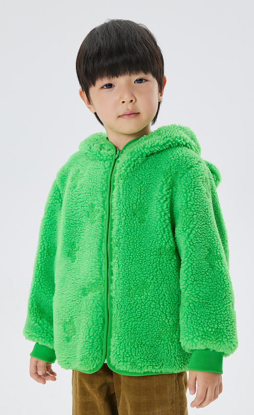 JNBY  22年秋款  提花连帽仿皮草外套  1M9A11810 商品图6