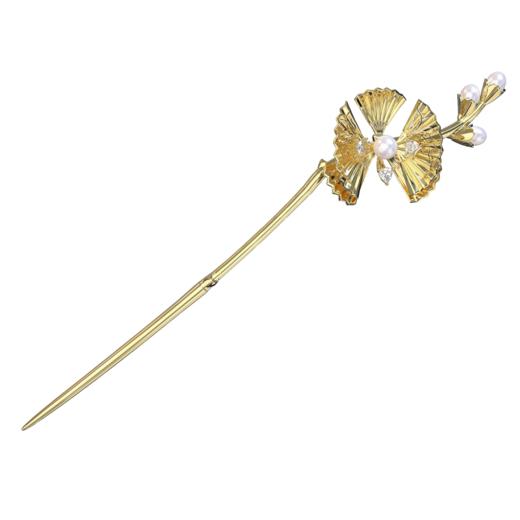 宫里的世界&美颂之光 雅扇珍珠发簪mini 金银两色 商品图0