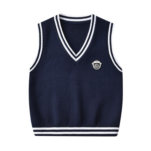 龙之涵 车章V领背心 学院  时尚 针织背心 商品图1