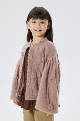 JNBY  22年秋款  花朵元素短款开襟毛衫  1M9311570