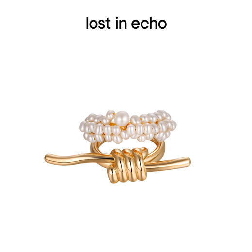 lost in echo 设计感轻奢小众捆绳结珍珠戒指 商品图1