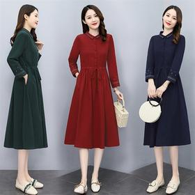 时尚简约大方气质优雅，收腰显瘦休闲连衣裙HR-NYMYZ2216