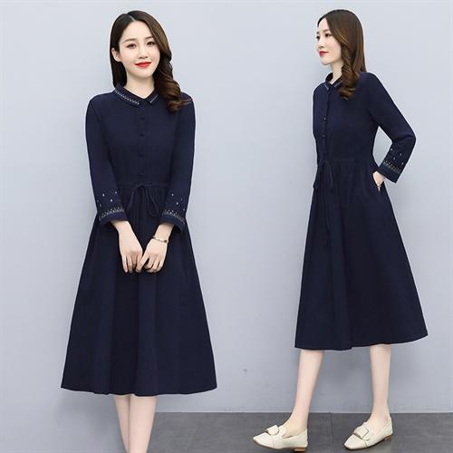时尚简约大方气质优雅，收腰显瘦休闲连衣裙HR-NYMYZ2216 商品图2