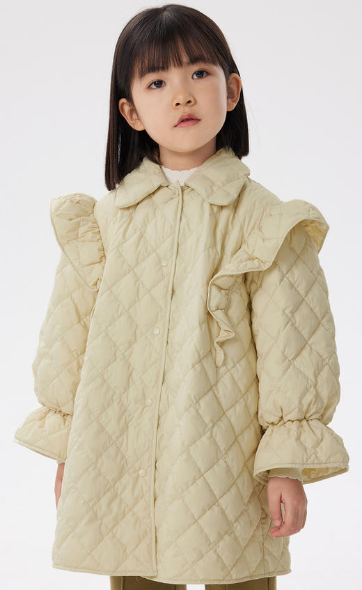 JNBY   22年秋款  复古花苞袖中长款羽绒服  1M9C11900 商品图6