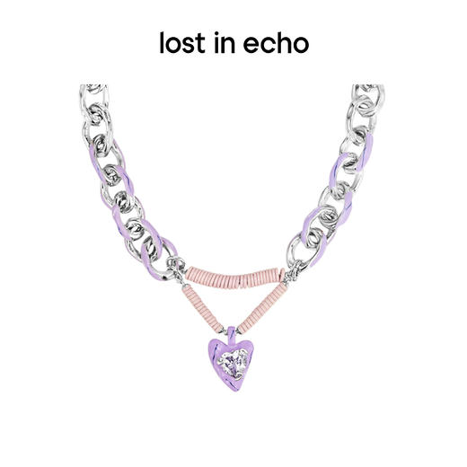 lost in echo 小众设计感色彩珐琅串珠拼接爱心项链锁骨链男女 商品图1