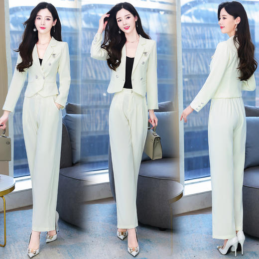 新款时尚简约大方气质优雅收腰显瘦修身百搭重工艺香风两件套 HR-HMQY2217 商品图5