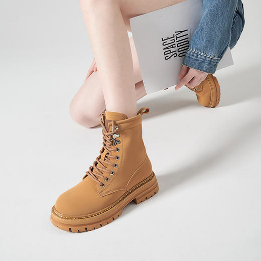 西遇大黄靴马丁靴女2023年新款秋季复古黄色短靴英伦风厚底靴子女D1923752 商品图1