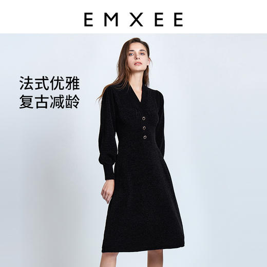 【孕妈服饰】嫚熙孕妇装连衣裙秋冬季丝绒大码宽松孕期毛织中长款裙子 商品图1