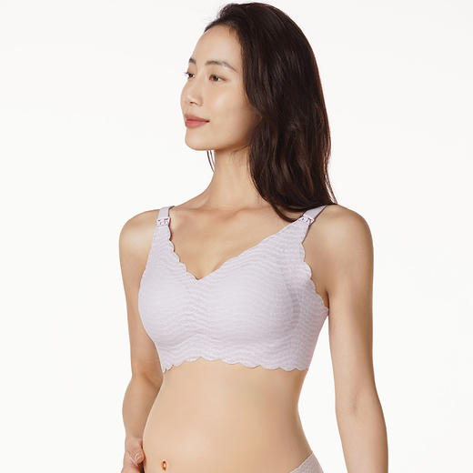 都市丽人快乐妈咪孕哺无尺码内衣蕾丝薄3/4杯孕哺文胸三排扣无钢圈LB2CR3 商品图1