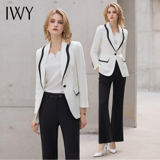 IWY/黑白撞色工作服女套装高端公务员面试职业装气质女神范西装正装OL C12111+P31355 商品图2