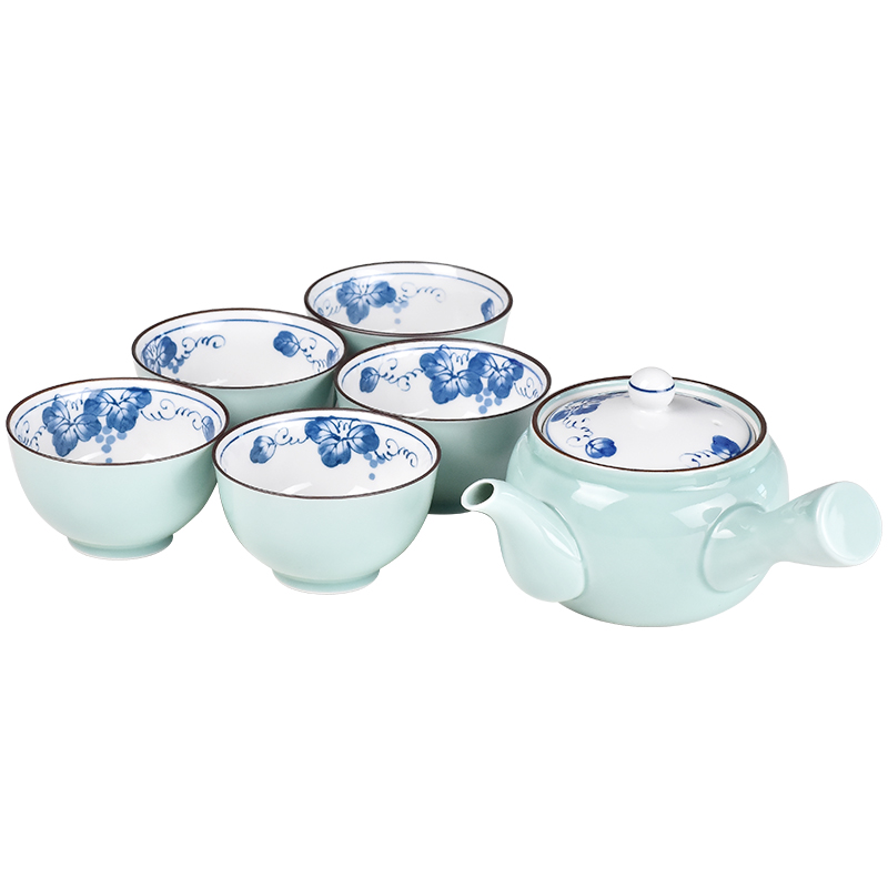 【日本进口】波佐见烧 绿釉横手-茶具礼盒套装