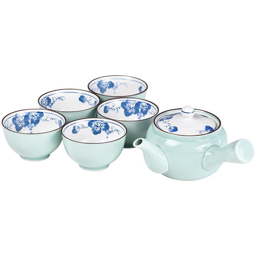 【日本进口】波佐见烧 绿釉横手-茶具礼盒套装 商品图0