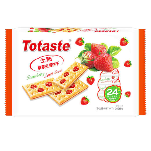 Totaste土斯 草莓味夹层饼干（含草莓果粒） 休闲零食蛋糕甜点心 实惠分享装360g 商品图2