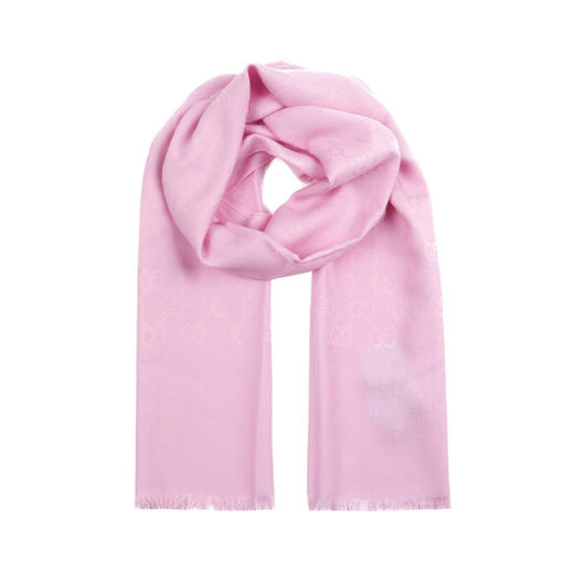 8027400231 古驰GUCCI 双G印花流苏边羊毛女款围巾保暖防寒御冷围脖披肩 商品图0