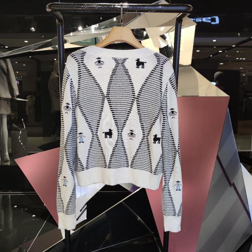 黑白棱格针织开衫外套 商品图1